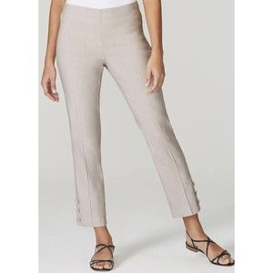 J. Jill Stretch Linen Button Hem Ankle Pants Gray Women's Size S